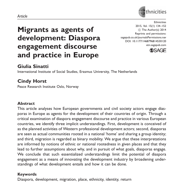 Мигрантс ас Агентс оф Девелопмент: Диаспора Енгагемент Дисцоурсе анд Працтице ин Еуропе