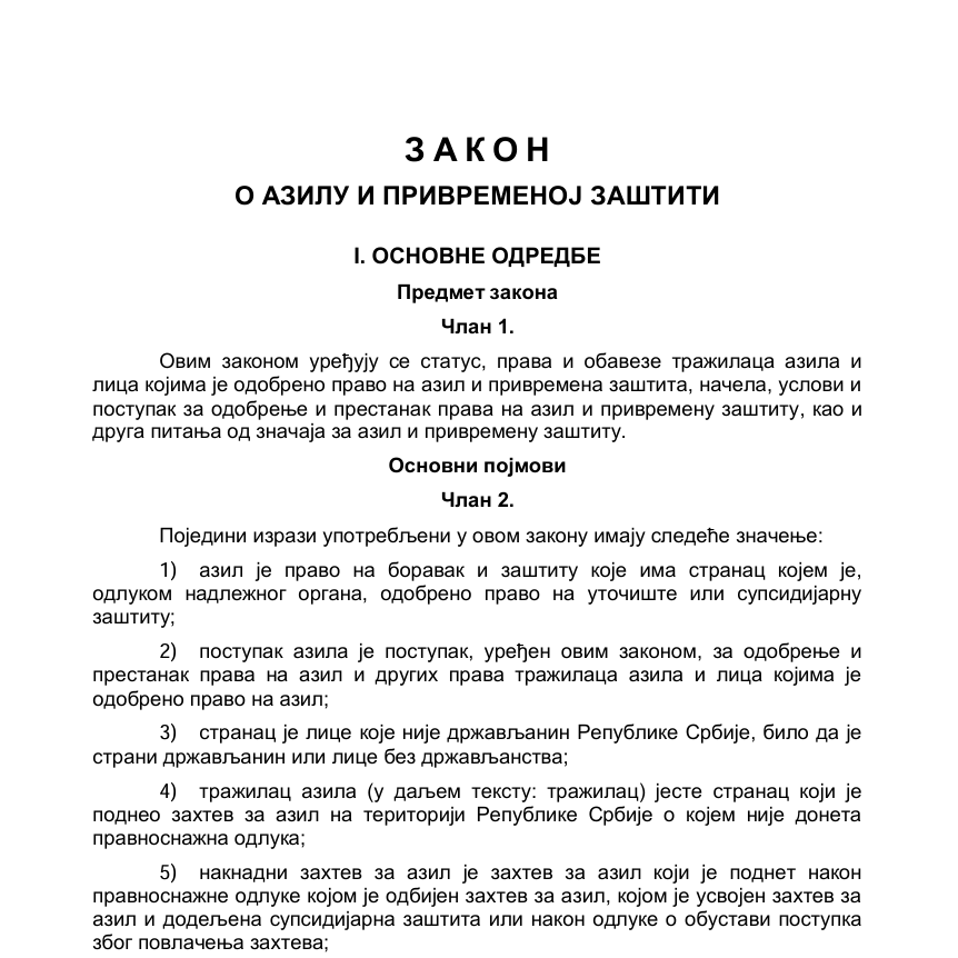 Law on Asylum and Temporary Protection